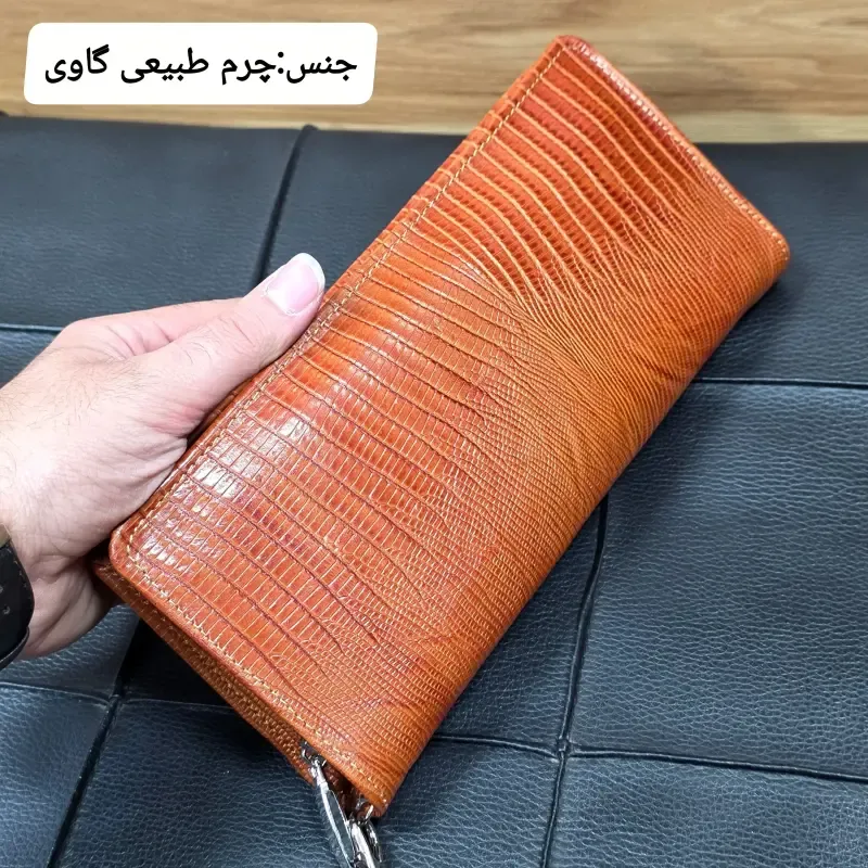 کیف دسته چک چرم طبیعی گاوی مردانه با جای کارت و موبایل - تصویر 15
