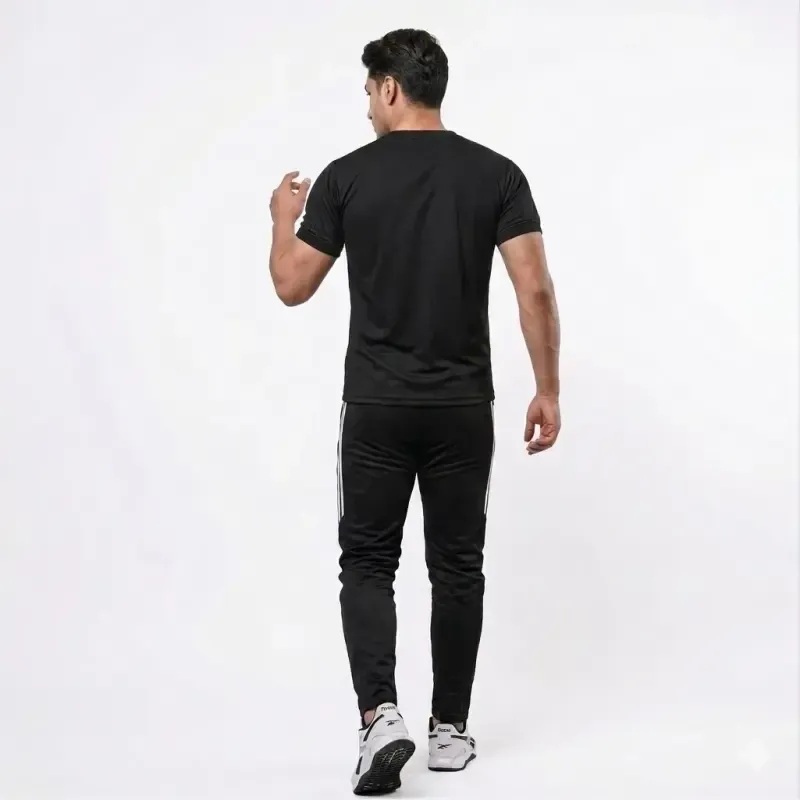 ست تیشرت و شلوار مردانه مدل REBOB جنس مولینه رنگ مشکی سایز L تا 2XL - تصویر 3