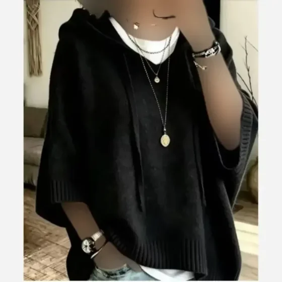 هودی کلاهدار ساده بافت اکرولیک دورسینه 120 قد 66