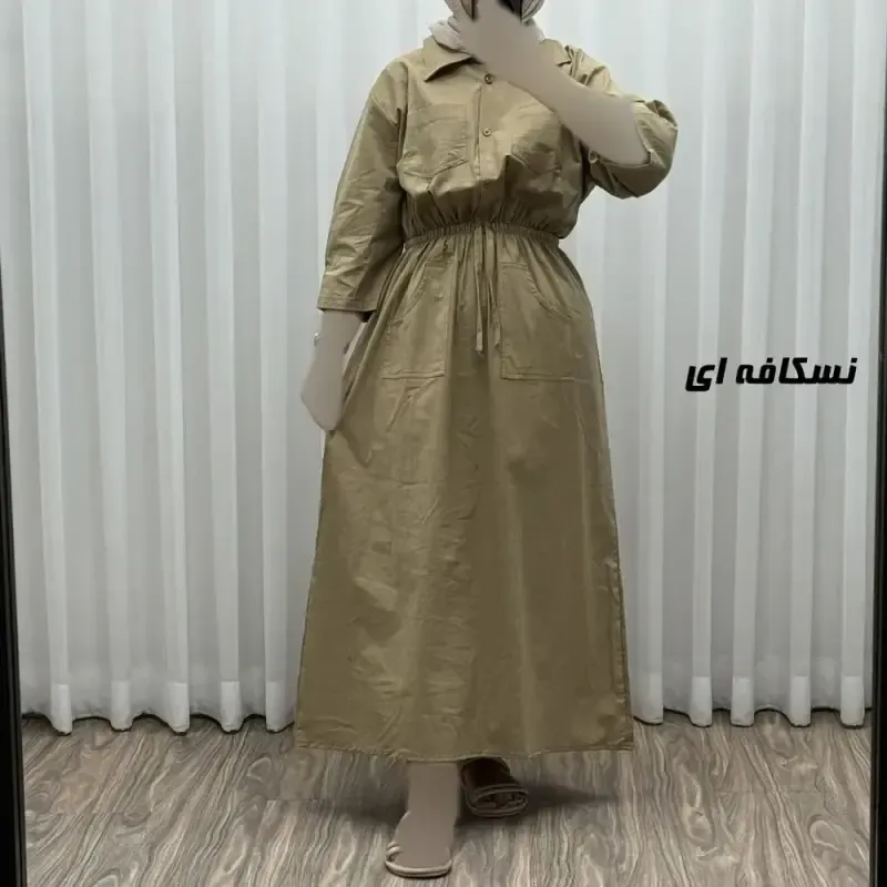 مانتو دانشجویی نخی مدل بویان کد Sh2035 فری سایز دکمه دار - تصویر 5
