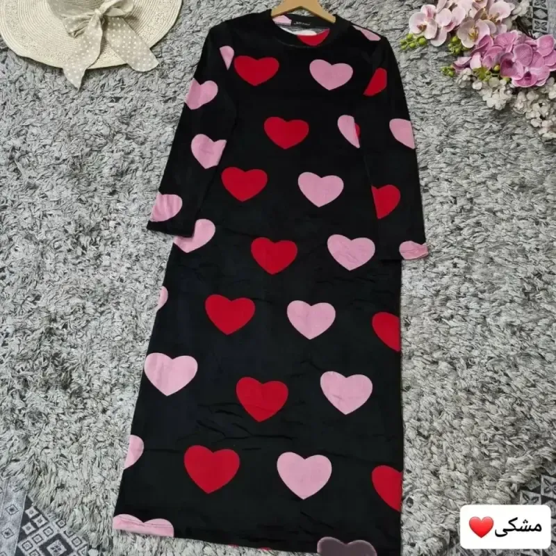 ماکسی مخمل مدل قلبی زنانه آستین بلند سایز 38 تا 48 - تصویر 4