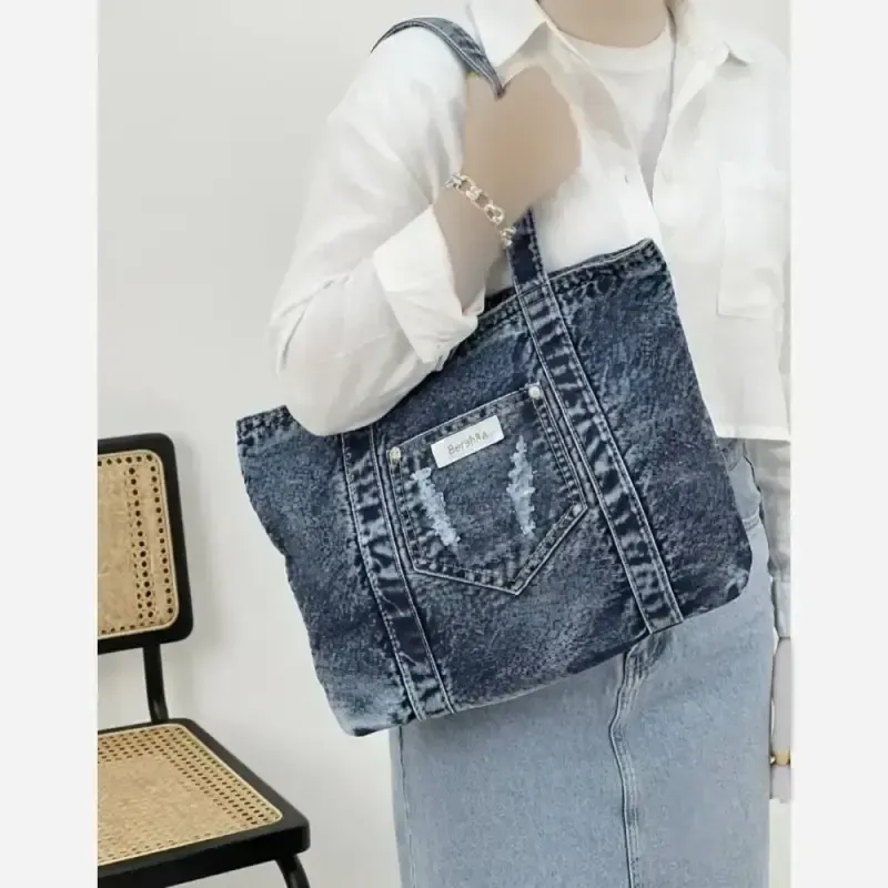 کیف جین زنانه لی خارجی ابعاد 30 در 38 سانت رنگ ثابت - تصویر 2