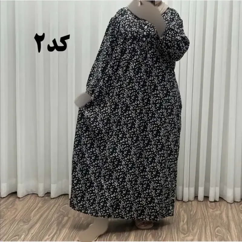 پیراهن سایزبزرگ نخی فری سایز تا 52 هندی کد 1498 - تصویر 8