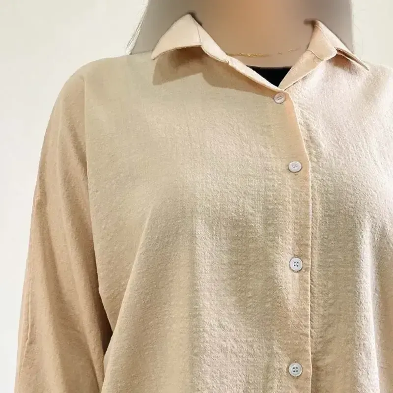 شومیز لینن خفاشی زنانه قد 67 سانت دور سینه 144 سانت کد 1365 - تصویر 3