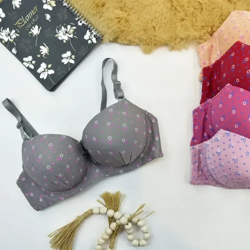 سوتین زنانه اسفنجی جک دار فنردار طرح ابر و باران کاپ A - تصویر 3