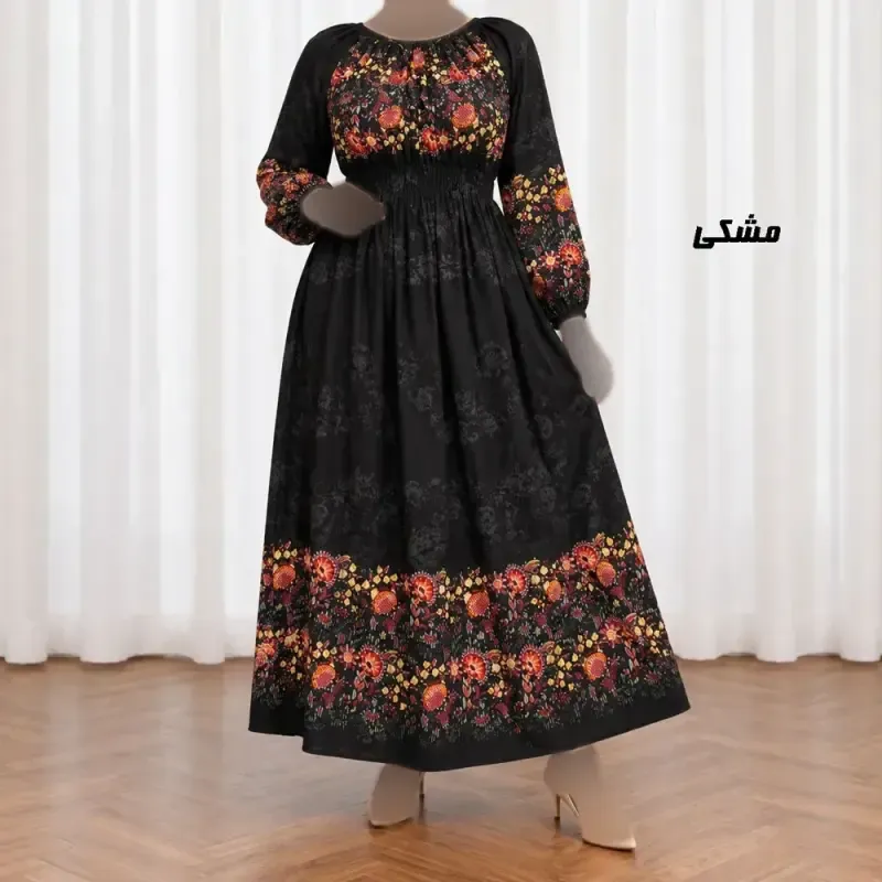 پیراهن ساحلی زنانه نخی کش دار طرح حاشیه برگ فری سایز - تصویر 8