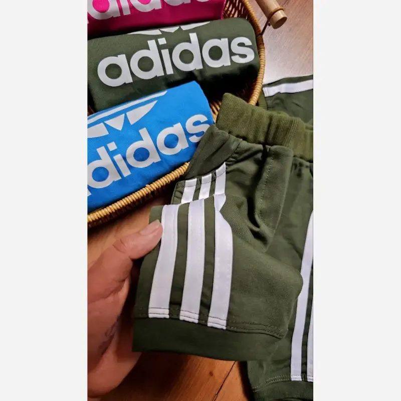 ست بلوز و شلوارک اسپرت دخترانه و پسرانه نخی آدیداس مناسب 3 تا 8 سال - تصویر 4