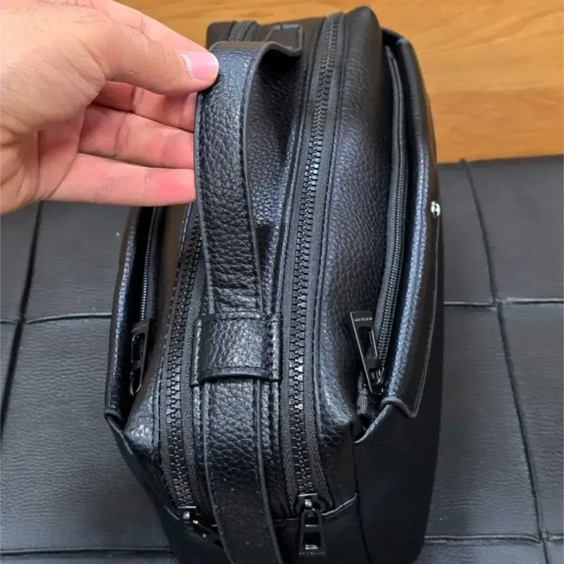 کیف دستی مردانه مونت بلانک چرم دوحالته چهار زیپ مدل دبل فیس - تصویر 15