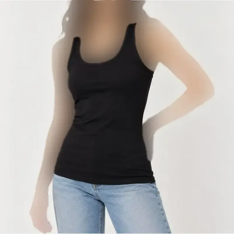 تاپ مشکی وارداتی زنانه پنبه B&C سایز S M تنخور راحت چهارفصل - تصویر 3