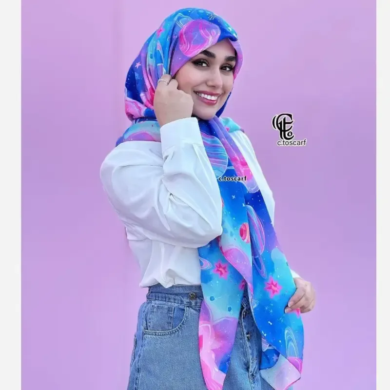 روسری نخ طرح گلکسی قواره بزرگ 140 - تصویر 7