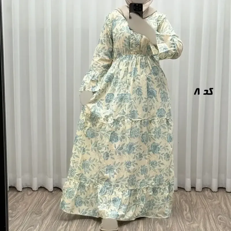 پیراهن عروسکی نخی زنانه و دخترانه فری سایز مناسب تا 46 همراه با کمربند - تصویر 7
