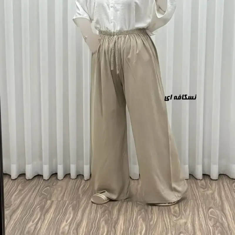 شلوار نخی زنانه راحتی فری سایز مناسب تا سایز 50 قد 107 - تصویر 7