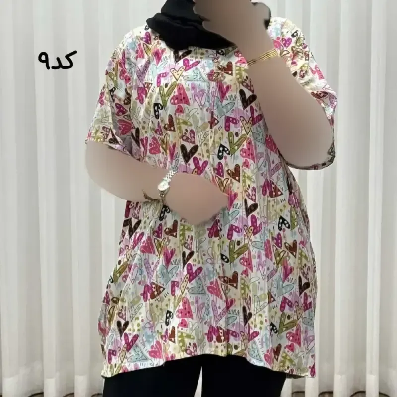 تیشرت نخی فری سایز زنانه مصی کد 1394 تن خور راحت چهارفصل - تصویر 10