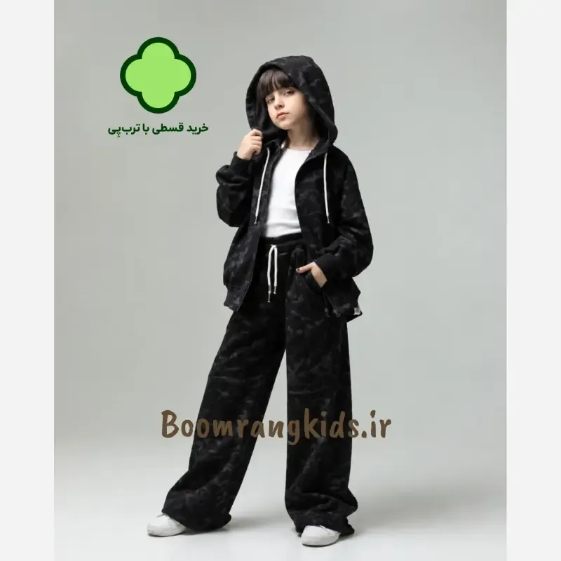ست پاییزه دخترانه سوییشرت و شلوار دورس طرح alo مناسب 7 تا 14 سال - تصویر 3