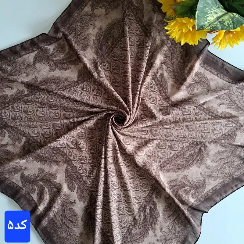 روسری زنانه نخ کشمیر قواره 120 دور دوخته شده - تصویر 12