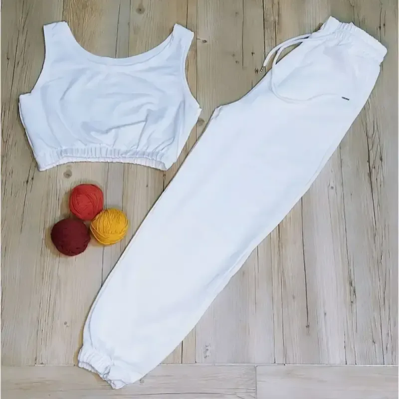 ست نیم تنه و شلوار زنانه پنبه گلکسی جلو بند دار فری سایز - تصویر 6
