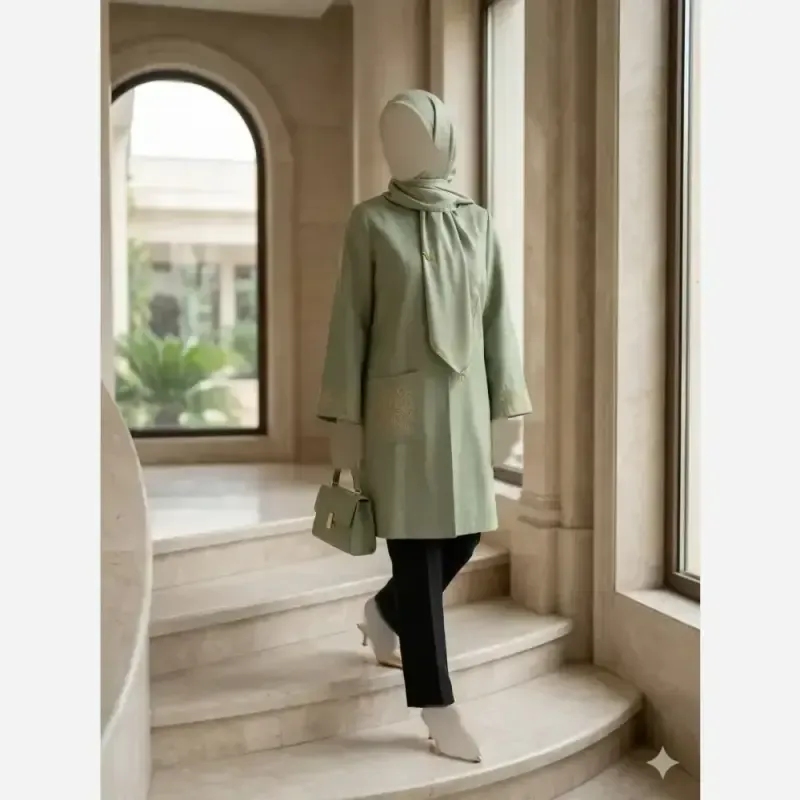 مانتو شانتون اسلپ گلدوزی شده مدل راز قد 91 سانتی متر - تصویر 8