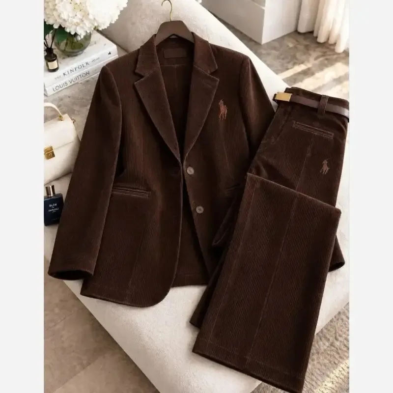 کت و شلوار کبریتی زنانه وارداتی ترک مخمل کبریتی فری سایز - تصویر 3