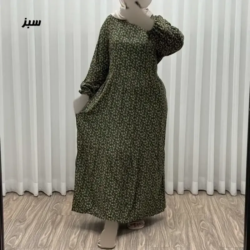 پیراهن ساحلی زنانه نخی گلریز فری سایز مناسب تا سایز 46 با کمربند - تصویر 6