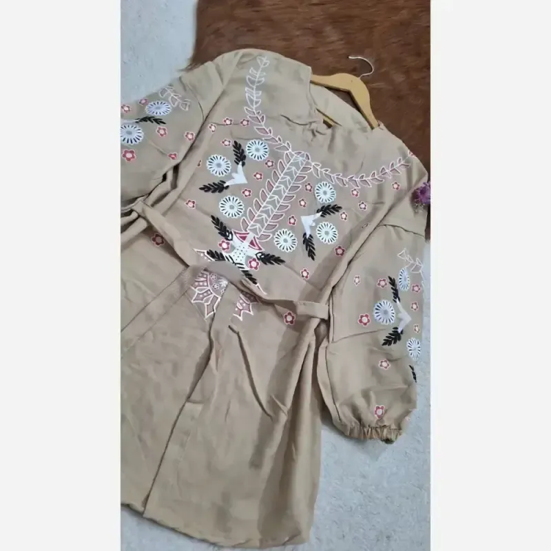 تونیک چاپی رنگی آرامش جنس شانتون درجه یک فری سایز - تصویر 4