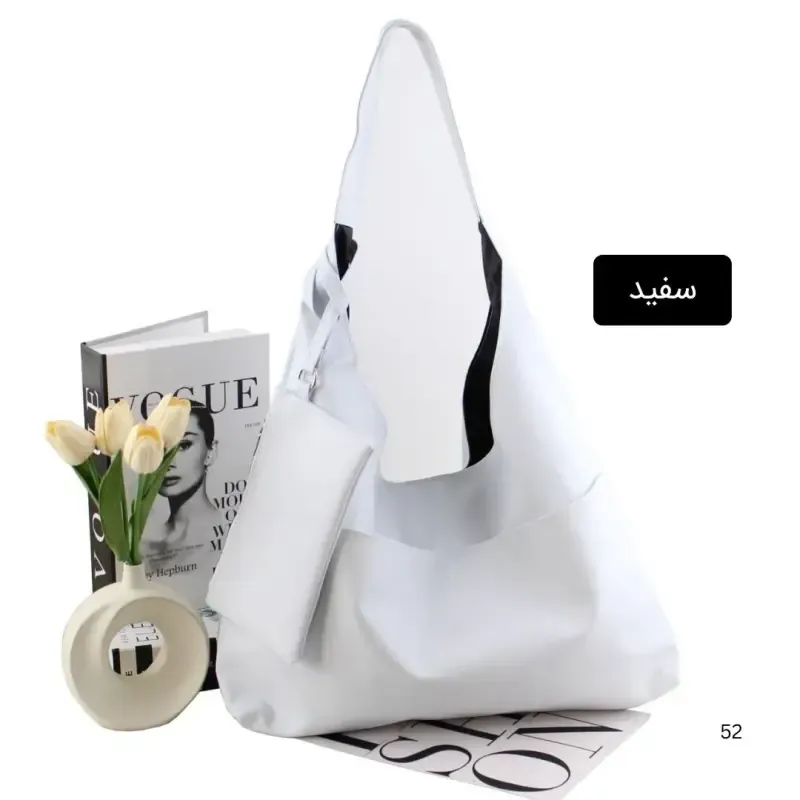 کیف زنانه چرم مصنوعی روزمره و دانشگاهی سه جیب بیرونی - تصویر 7