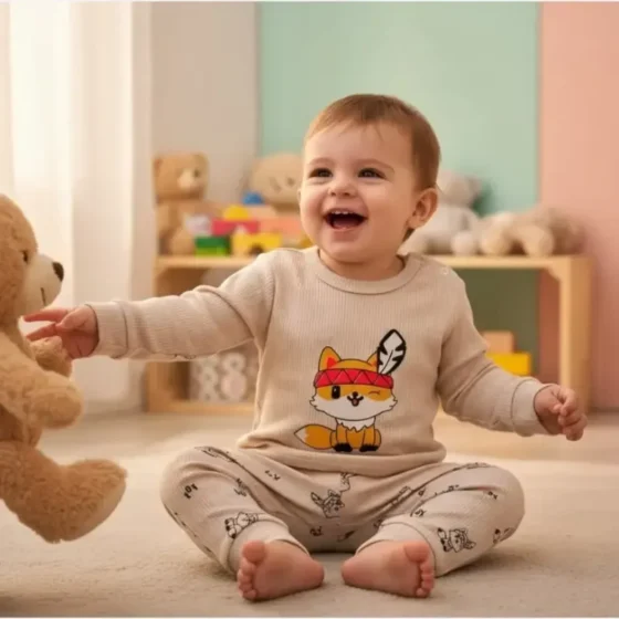 ست بلوز شلوار نوزادی پنبه کبریتی راه راه بچگانه