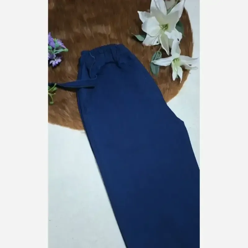شلوار بگ طرح جین نیل ترک وارداتی کمر کش و کمربند دار - تصویر 4