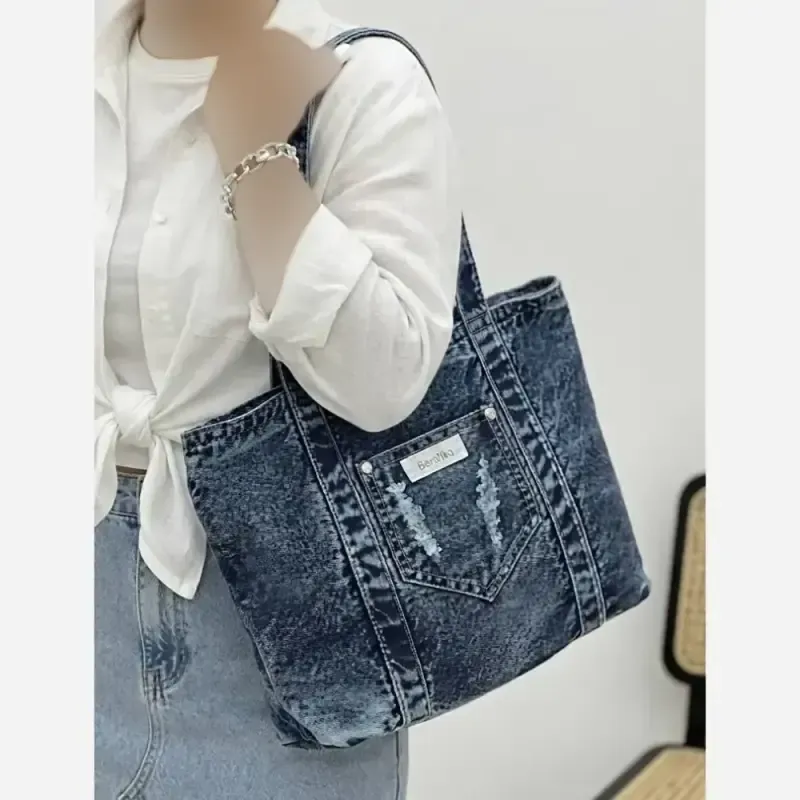 کیف جین زنانه لی خارجی ابعاد 30 در 38 سانت رنگ ثابت - تصویر 3
