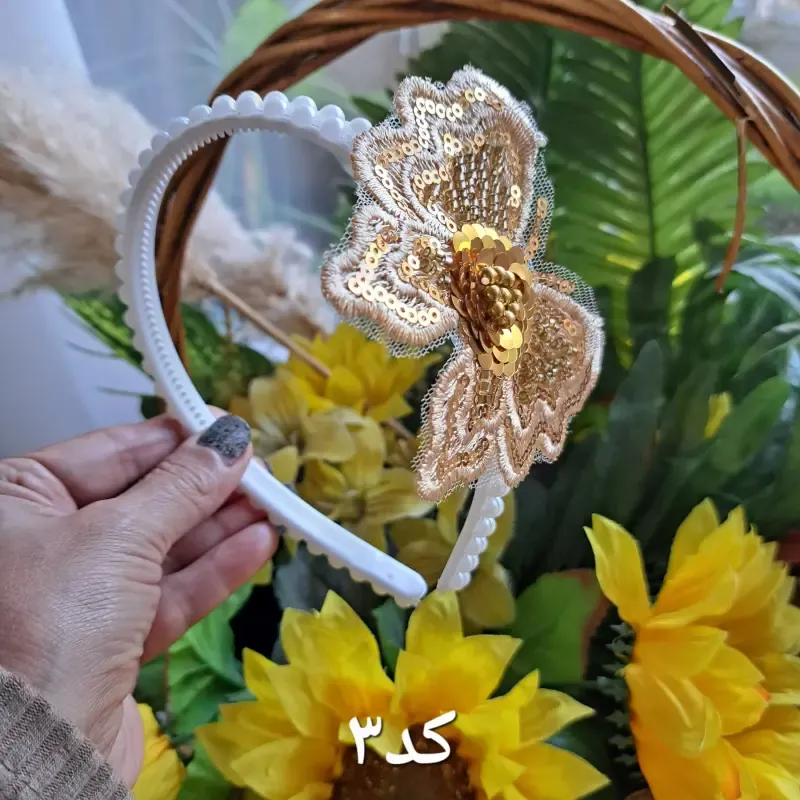 تل مجلسی گیپور سه بعدی گلدار زنانه سفید کرم بادمجانی زرشکی - تصویر 4
