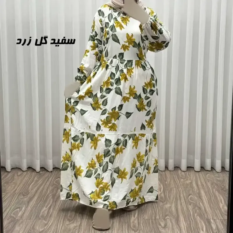 پیراهن ساحلی زنانه نخی مدل پامچال فری سایز - تصویر 7
