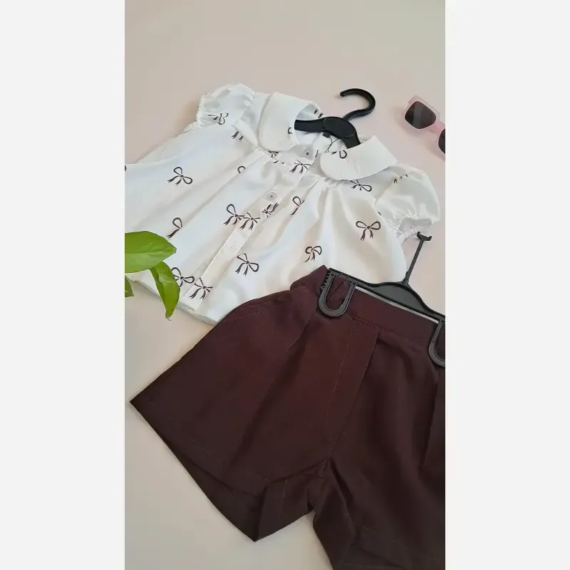 ست شومیز فلور بوگاتی و شلوارک لینن دخترانه - تصویر 5