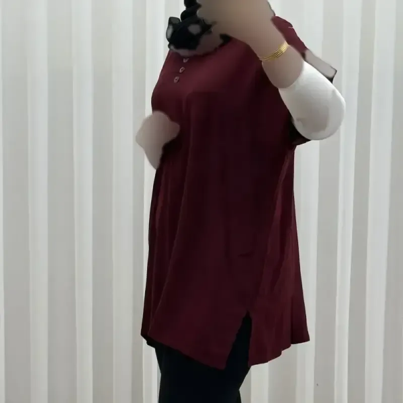 تاپ زنانه نخی ساده سایز بزرگ فری سایز مناسب تا سایز 54 - تصویر 5