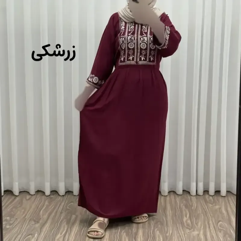 پیراهن ساحلی نخی زنانه مدل الهه فری سایز مناسب تا 44 با کمربند - تصویر 3