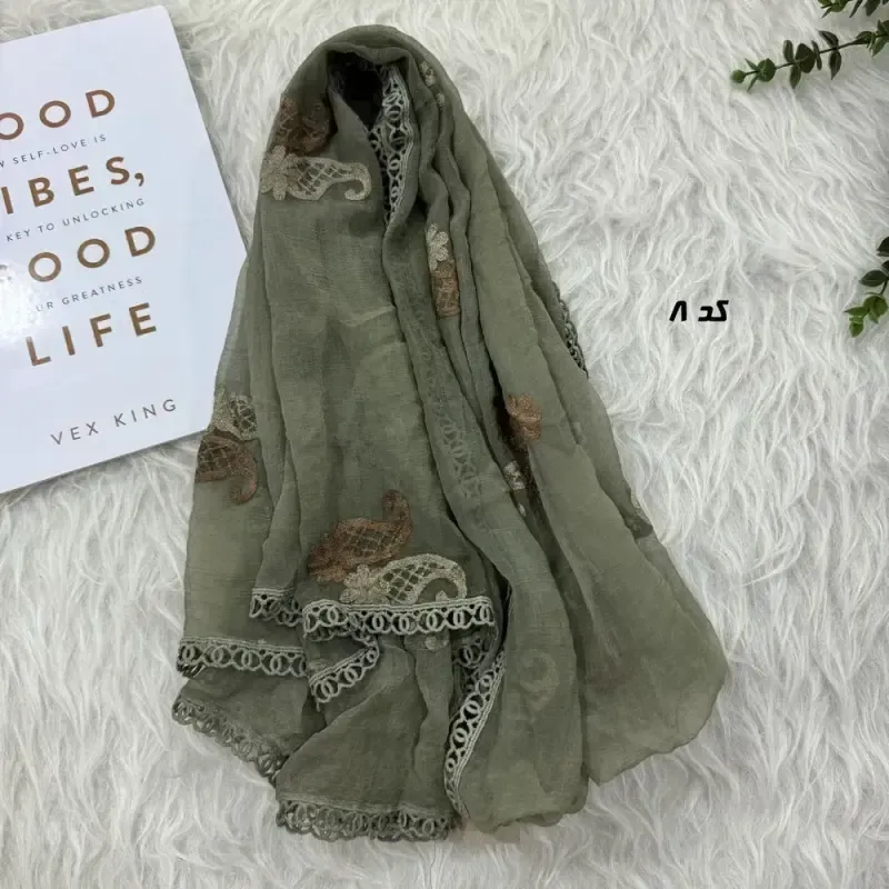 شال حریر مزونی قواره بزرگ ابعاد 190 در 80 سانتیمتر کد 1959 - تصویر 9