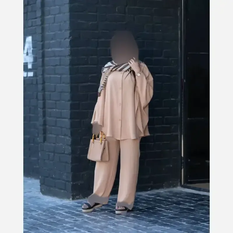 ست مانتو و شلوار ابروبادی تابستانه مدل ساتین - تصویر 2