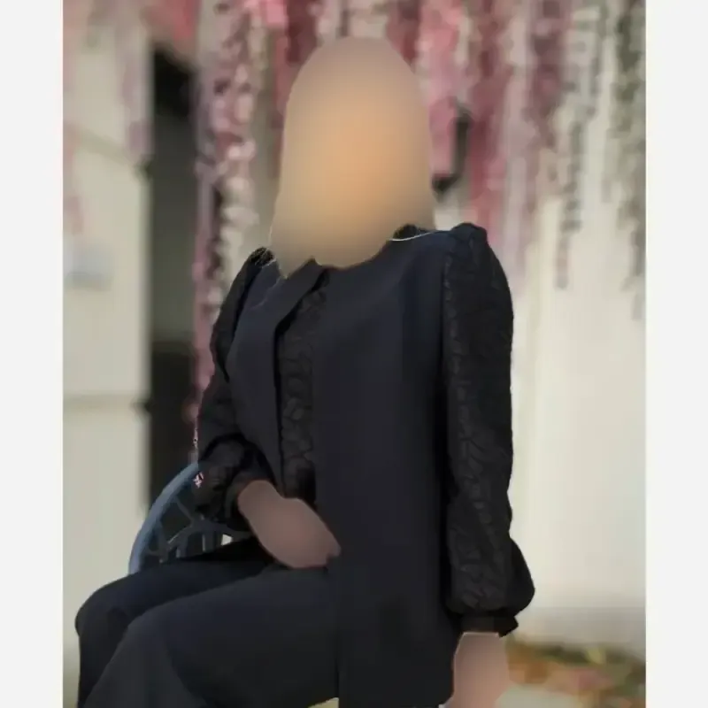 ست سه تکه کت و شلوار و تاپ زنانه طرح ستین پارچه مازراتی رنگ مشکی - تصویر 9