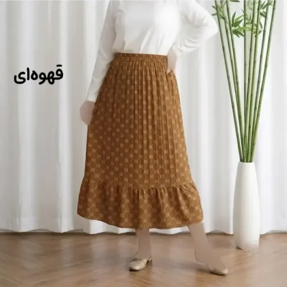 دامن نخی زنانه و دخترانه فری سایز پارچه خارجی گوچی