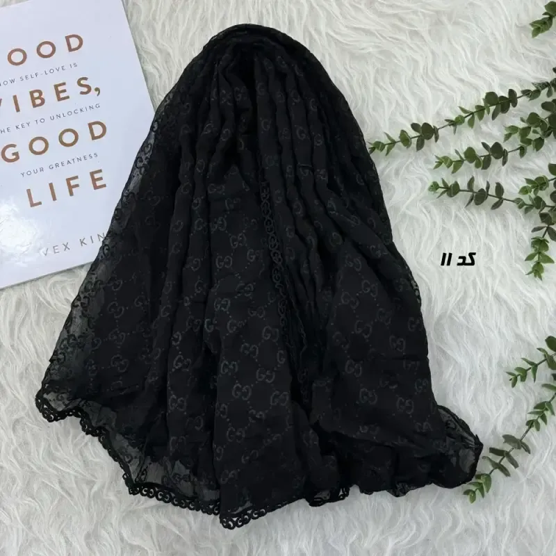 شال حریر مجلسی طرح گوچی قواره 190 در 80 سانتیمتر کد 1964 - تصویر 5