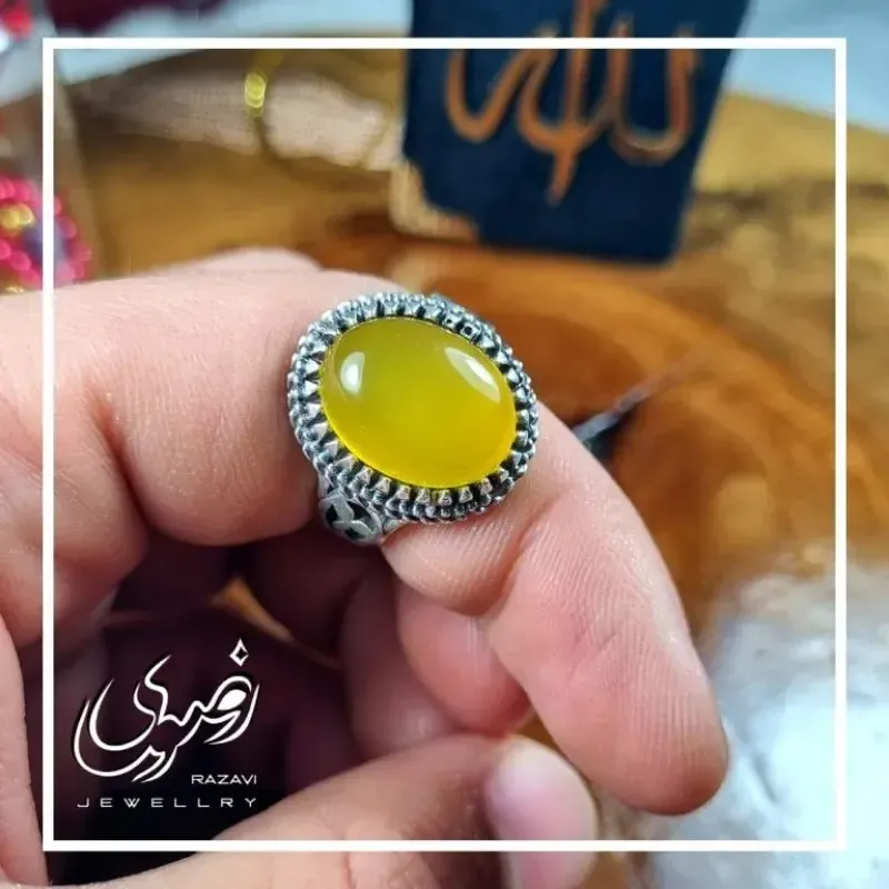 انگشتر نقره زنانه طرح ریما با نگین شرف الشمس - تصویر 2