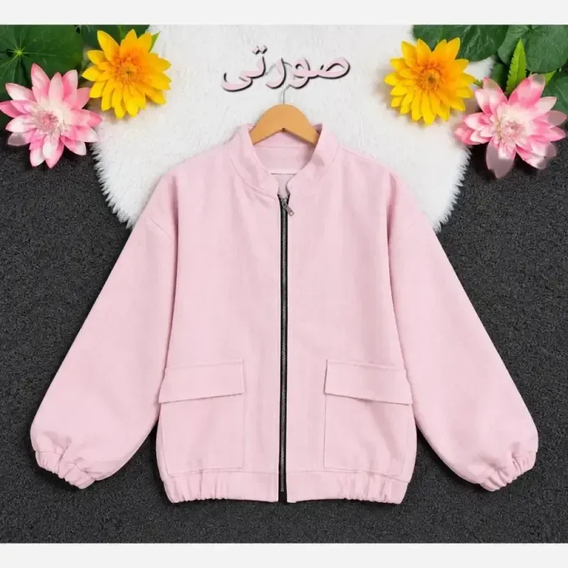 بامبر جکت زنانه فلونزی ضخیم و گرم جلو زیپ دار رنگ قهوه ای - تصویر 2
