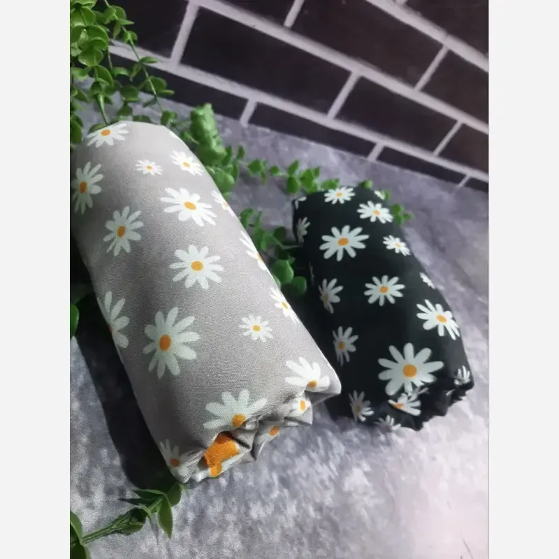 روسری طرح بابونه طوسی نخ کاستوم قواره بزرگ 140 سانتیمتر - تصویر 10