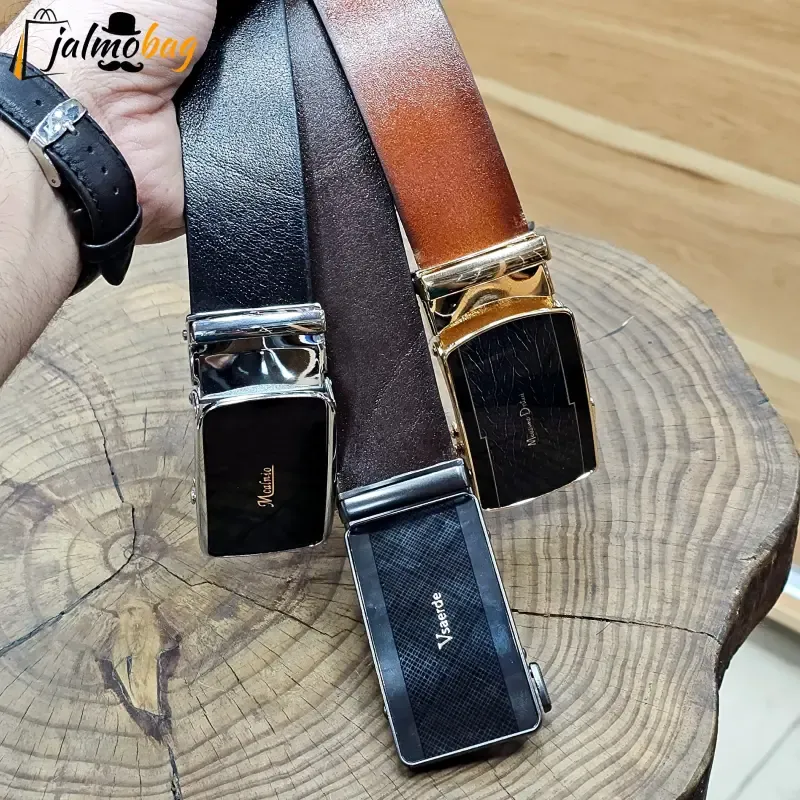 کمربند ریلی چرم طبیعی گاوی 3.5 سانت طول 125 سانتی متر سگک خارجی - تصویر 4