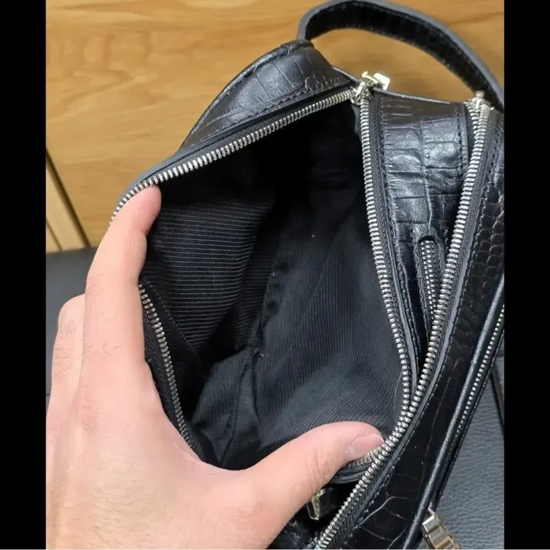 کیف دستی چرم طبیعی چرم ظفر دو خانه 21 سانتی متری - تصویر 14