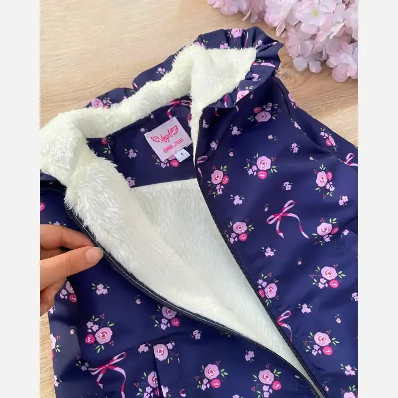 سویشرت خز بلند دخترانه مدل فرشته رویه مموری ضدآب رنگ سبز و سرمه ای سایز 40 تا 60 - تصویر 5