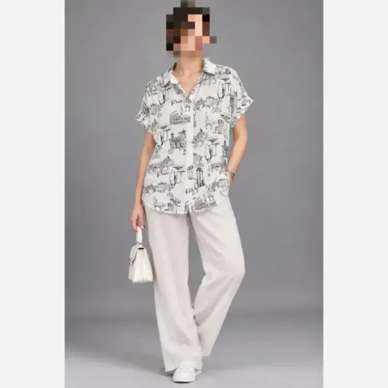 شومیز زنانه نخی وارداتی خنک و لطیف سایز M مناسب 40 تا 44
