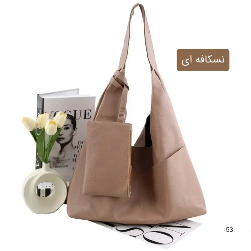 کیف زنانه چرم مصنوعی روزمره و دانشگاهی سه جیب بیرونی - تصویر 8