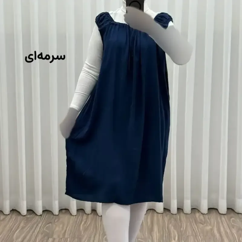 سارافون نخی زنانه کوتاه ساده فری سایز مناسب تا سایز 52 - تصویر 2