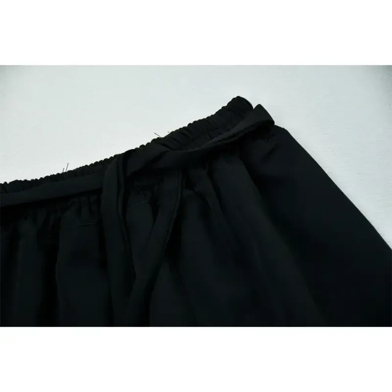 شلوار بگ دخترانه مشکی پارچه مازراتی 6 تا 11 سال کمر کش دم پا ساده - تصویر 4