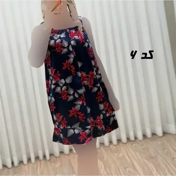 پیراهن کوتاه حلقهای زنانه و دخترانه مدل پامچال جنس کریشه فری سایز - تصویر 3