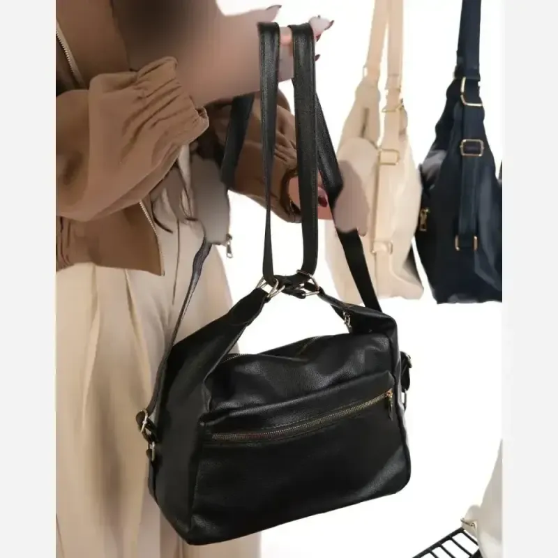 کیف زنانه وارداتی جنس شرانگ خارجی بند دوشی و قابل استفاده به عنوان کوله پشتی - تصویر 4